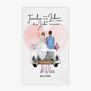 "Wo die Liebe niemals endet" Personalisiertes Acrylglas-Bild zur Hochzeit - Für Ehepaare, Braut & Bräutigamm, Geldgeschenk