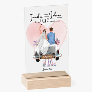"Wo die Liebe niemals endet" Personalisiertes Acrylglas-Bild zur Hochzeit - Für Ehepaare, Braut & Bräutigamm, Geldgeschenk