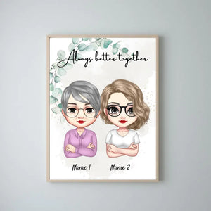 Mamma & döttrar Chibi - Personaliserad Poster (2-3 kvinnor)