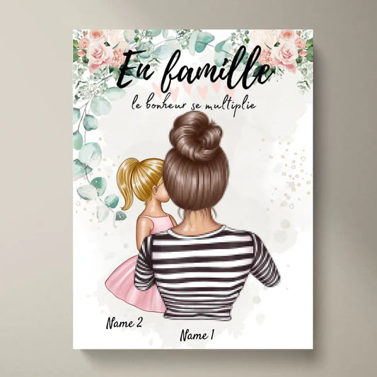 Bästa mamman, Meilleure maman - Poster Personnalisé (femme avec 1 ou 4 enfants)