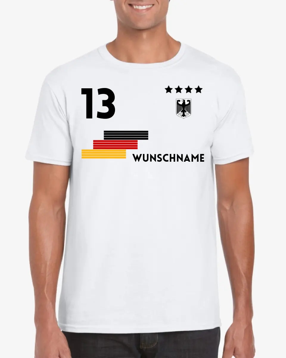 Fußball Deutschland Trikot - Personalisiertes T-Shirt für Fußball-Fans (100% Baumwolle, Unisex)