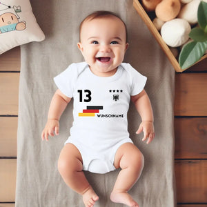 2024 Fussball EM - Personalisierter Baby-Onesie/ Strampler, Trikot mit anpassbarem Namen und Trikotnummer, 100% Bio-Baumwolle Baby Body