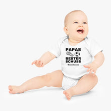 Ladda upp bild till gallerivisning, Papas bester Schuss - Personalisierter Baby-Onesie/ Strampler, 100% Bio-Baumwolle, Fußball Fan Body

