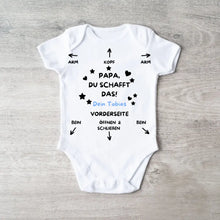 Ladda upp bild till gallerivisning, Papa du schaffst das! - Personalisierter Baby-Onesie/ Strampler, Anleitung Baby, 100% Bio-Baumwolle Body
