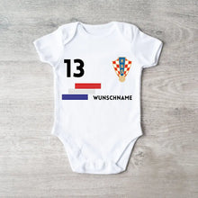 Ladda upp bild till gallerivisning, 2024 Fussball EM Kroatien - Personalisierter Baby-Onesie/ Strampler, Trikot mit anpassbarem Namen und Trikotnummer, 100% Bio-Baumwolle Baby Body

