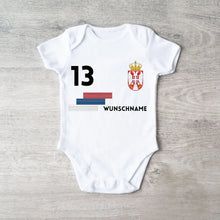 Ladda upp bild till gallerivisning, 2024 Fussball EM Serbien - Personalisierter Baby-Onesie/ Strampler, Trikot mit anpassbarem Namen und Trikotnummer, 100% Bio-Baumwolle Baby Body

