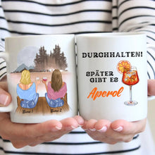 Ladda upp bild till gallerivisning, Durchhalten, später gibts Aperol - Personalisierte Tasse Freundinnen/ Kolleginnen (Aperol, Lillet, bis zu 4 Personen)
