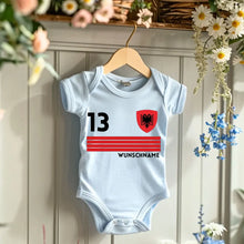 Ladda upp bild till gallerivisning, 2024 Fussball EM Albanien - Personalisierter Baby-Onesie/ Strampler, Trikot mit anpassbarem Namen und Trikotnummer, 100% Bio-Baumwolle Baby Body
