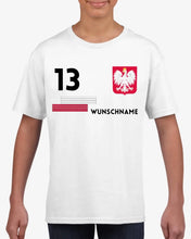 Ladda upp bild till gallerivisning, Fußball EM 2024 Polen T-Shirt Kinder individuell - Personalisiertes Trikot für Kinder (100% Baumwolle)
