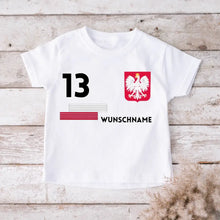 Ladda upp bild till gallerivisning, Fußball EM 2024 Polen T-Shirt Kinder individuell - Personalisiertes Trikot für Kinder (100% Baumwolle)
