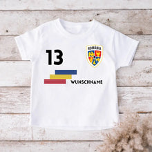 Ladda upp bild till gallerivisning, EM Rumänien Kinder-Trikot - Personalisiertes T-Shirt für Kinder, Fußball EM 2024(100% Baumwolle, individuelle Nummer &amp; Wunschname)
