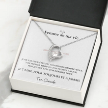 Ladda upp bild till gallerivisning, Je t&#39;aime, pour toujours et à jamais - Collier avec pendentif coeur &amp; carte personnalisée
