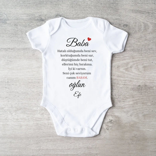 Sevgili baba - Personalisierter Baby-Onesie/ Strampler türkisch, 100% Bio-Baumwolle Baby Body