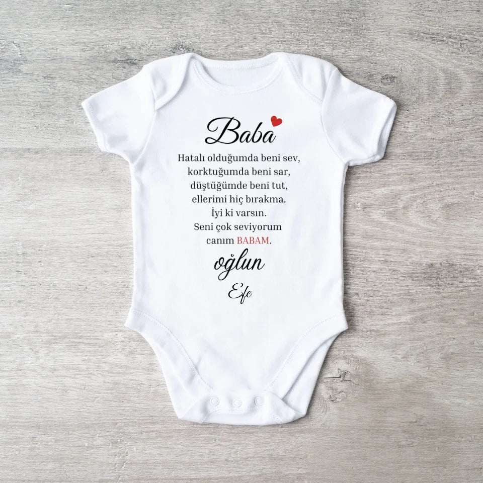 Sevgili baba - Personalisierter Baby-Onesie/ Strampler türkisch, 100% Bio-Baumwolle Baby Body