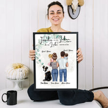 Ladda upp bild till gallerivisning, Meine Familie Poster - Personalisiertes Poster (Eltern mit 1-4 Kindern + Haustiere)
