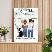 Ladda upp bild till gallerivisning, Meine Familie Poster - Personalisiertes Poster (Eltern mit 1-4 Kindern + Haustiere)
