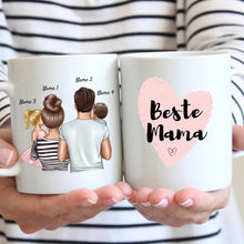 Ladda upp bild till gallerivisning, Eltern mit Kindern - Personalisierte Tasse (1-4 Kinder), Geschenkidee Familie
