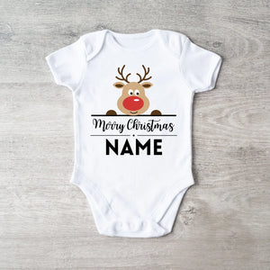 Merry Christmas Baby - Personalisierter Baby-Onesie/ Strampler zu Weihnachten, 100% Bio-Baumwolle