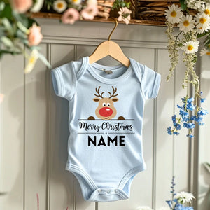 Merry Christmas Baby - Personalisierter Baby-Onesie/ Strampler zu Weihnachten, 100% Bio-Baumwolle