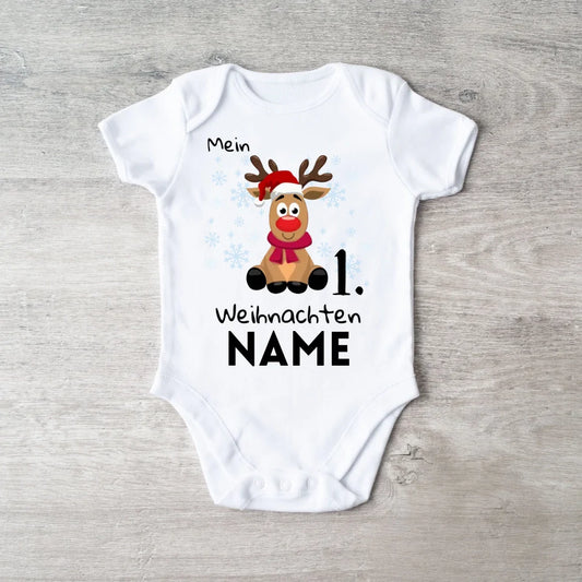 Mein 1. Weihnachten - Personalisierter Baby-Onesie/ Strampler Weihnachtsgeschenk, 100% Bio-Baumwolle