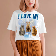 Ladda upp bild till gallerivisning, I love my Cat Vintage 90s - Personalisiertes Foto T-Shirt (100% Baumwolle, Unisex)
