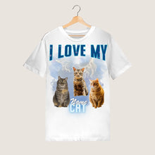 Ladda upp bild till gallerivisning, I love my Cat Vintage 90s - Personalisiertes Foto T-Shirt (100% Baumwolle, Unisex)
