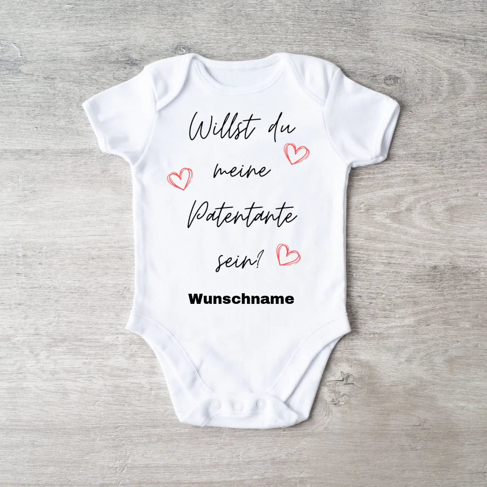 Willst du meine Patentante sein? - Personalisierter Baby-Onesie/ Strampler, Weihnachtsgeschenk, 100% Bio-Baumwolle