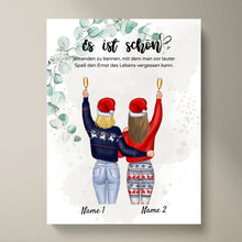 Ladda upp bild till gallerivisning, Freundinnen an Weihnachten - Personalisiertes Poster (2-4 Personen)
