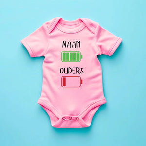 Ik: veel energie, ouders: weinig energie - Gepersonaliseerde baby onesie/ romper voor Kerstmis, 100% biologisch katoen