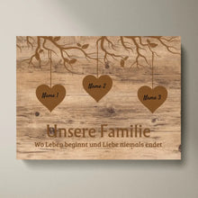 Ladda upp bild till gallerivisning, Unsere Familie, wo Leben beginnt und Liebe niemals endet - Personalisierte Leinwand Familie (mit Kinder/ Enkelkinder)
