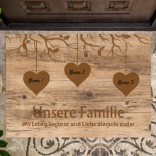 Ladda upp bild till gallerivisning, Unsere Familie, wo Leben beginnt und Liebe niemals endet - Personalisierte Fußmatte (für innen und aussen)
