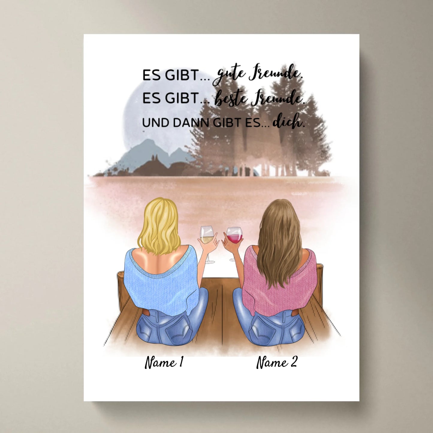 Und dann gibt es dich - Personalisiertes Freundinnen-Poster (2-4 Personen)