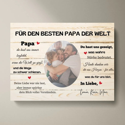 Für den besten Papa der Welt - Personalisierte Foto Leinwand Vater