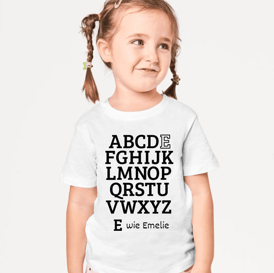 ABC Schüler - Personalisiertes T-Shirt für Kinder, zur Einschulung, 1. Klasse, eigener Name (100% Baumwolle)