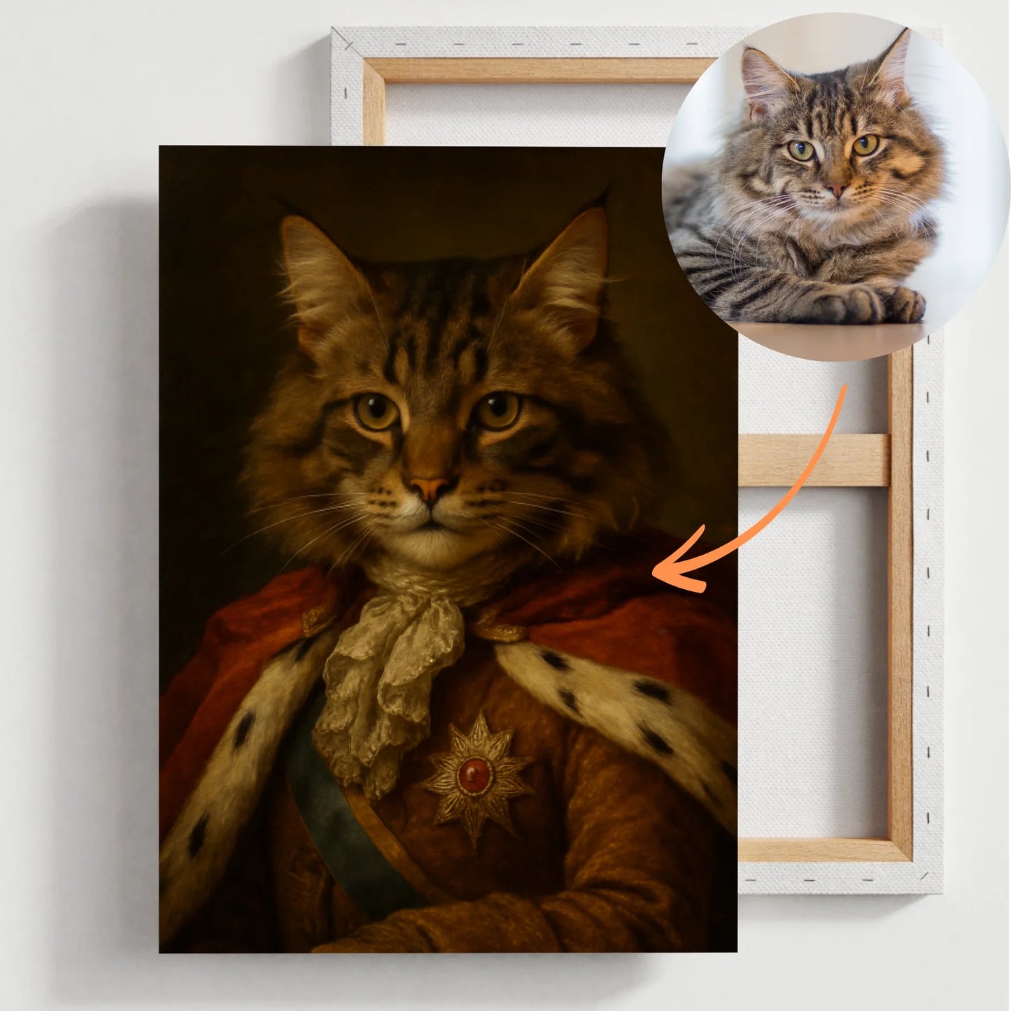 Adeliges Haustier Portraitbild - Personalisierte Leinwand mit Fotoupload im Stil eines königlichen Öl-Gemäldes (Hund, Katze, etc.)