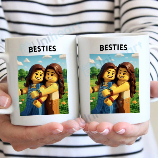 Personalisierte Foto-Tasse Besties Spielzeug (Verwandelt eure Bilder in eine Spielfigur-Zeichnung)