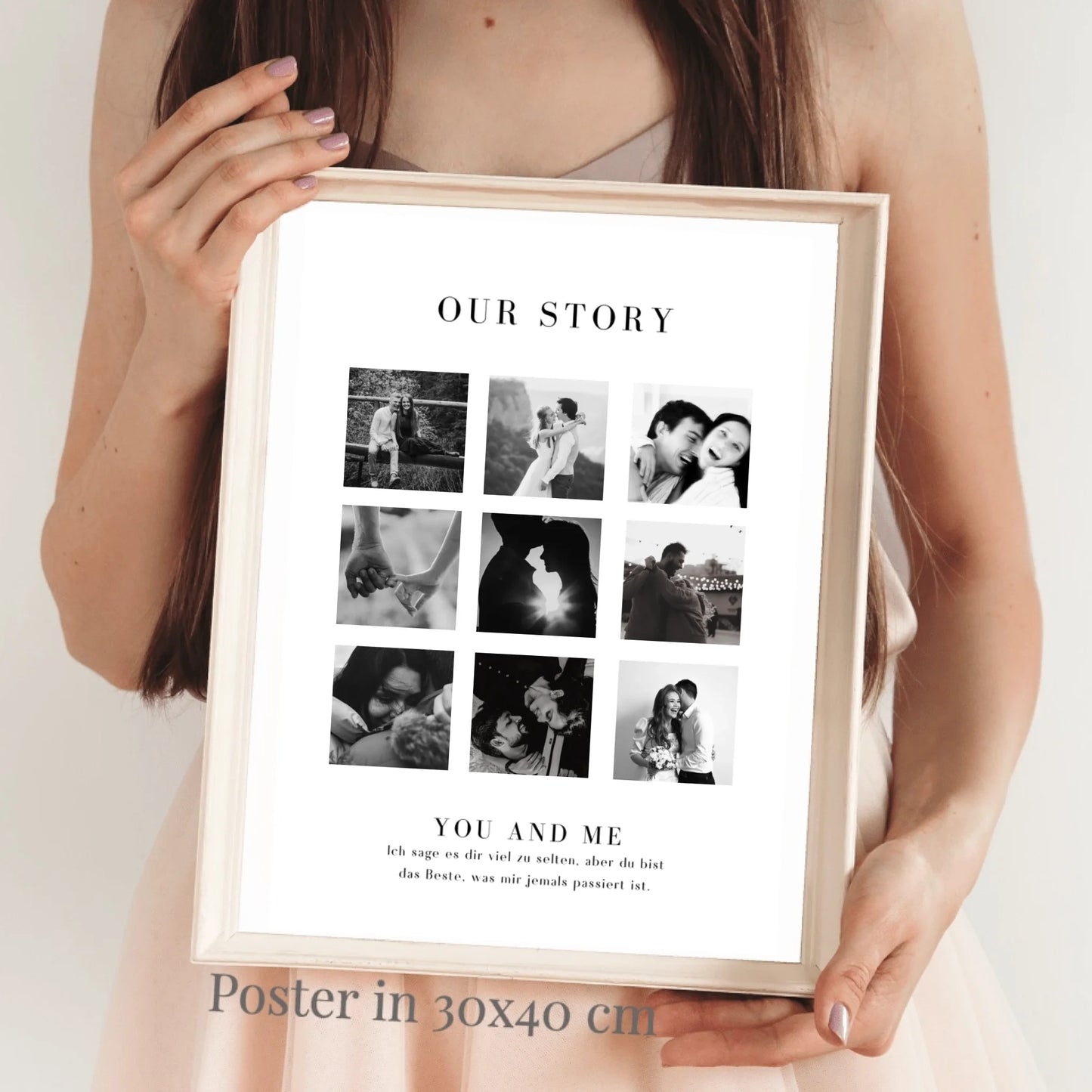 "Vår historia" Personligt fotocollage för par, din partner