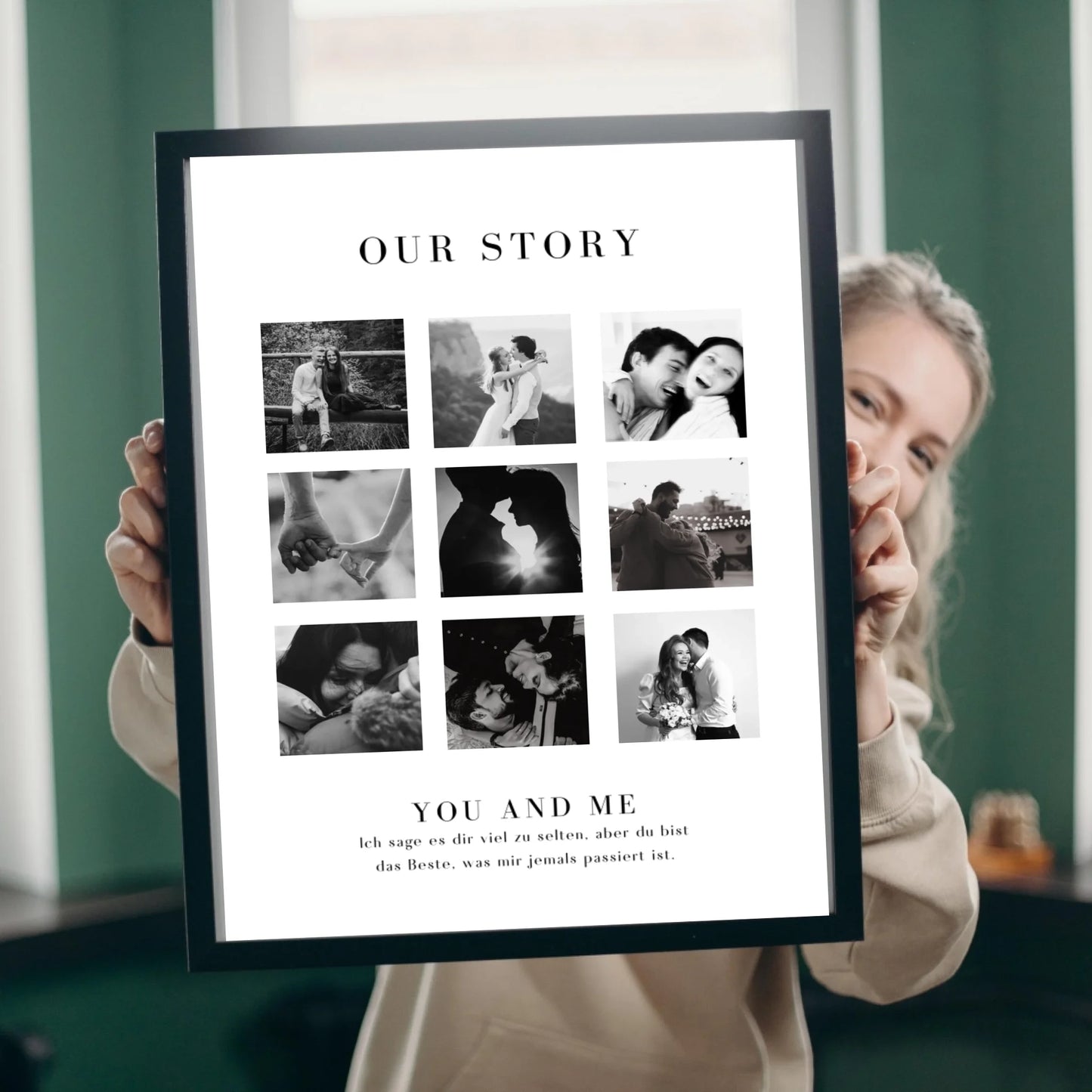 "Vår historia" Personligt fotocollage för par, din partner