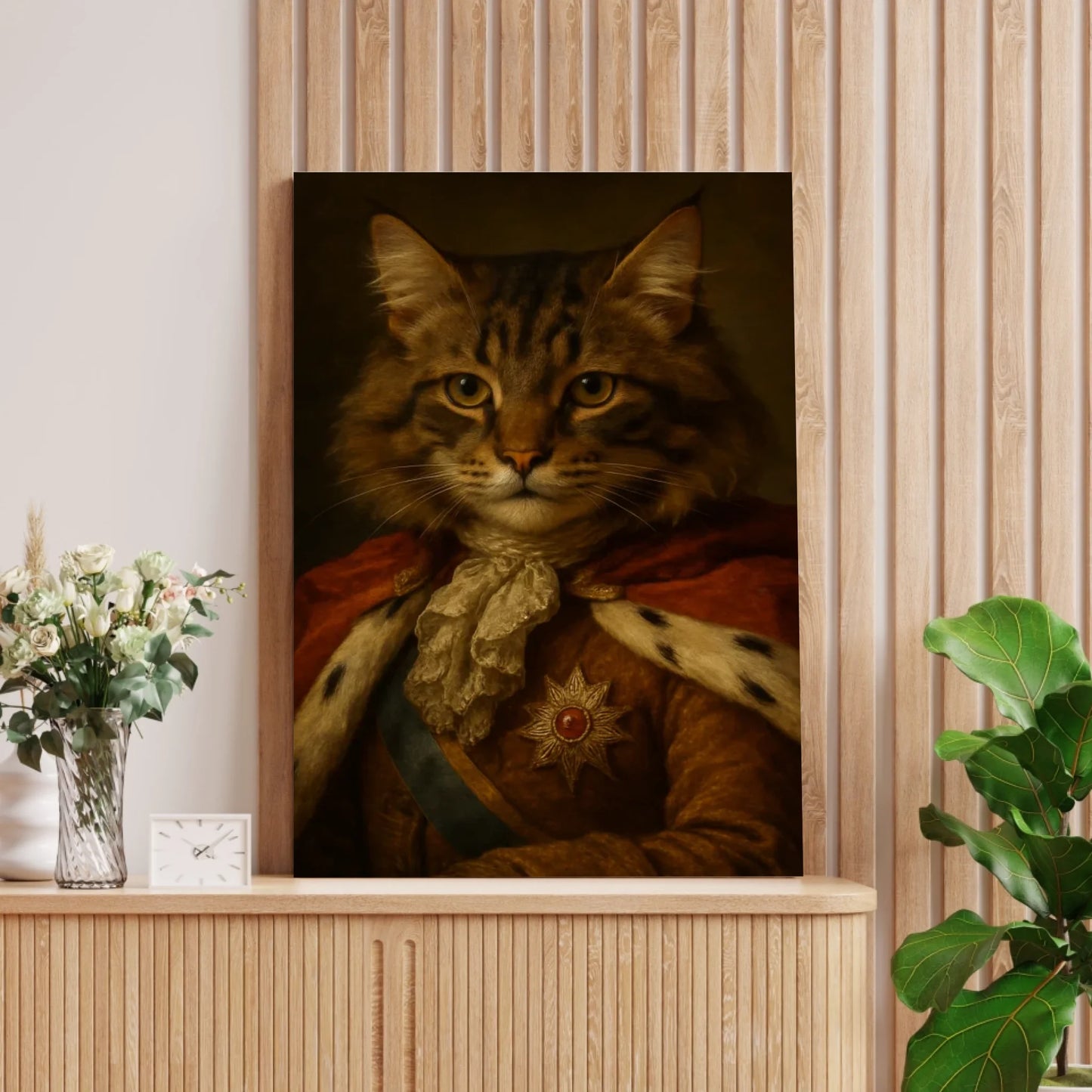 Adeliges Haustier Portraitbild - Personalisierte Leinwand mit Fotoupload im Stil eines königlichen Öl-Gemäldes (Hund, Katze, etc.)