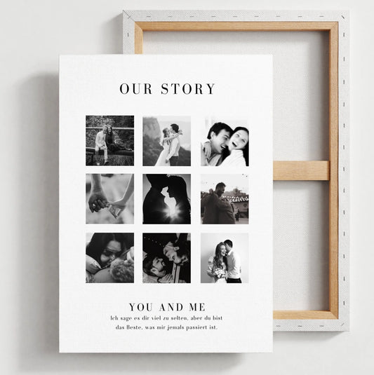 "Vår historia" Personligt fotocollage för par, din partner