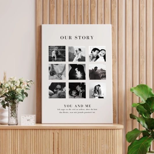 "Vår historia" Personligt fotocollage för par, din partner