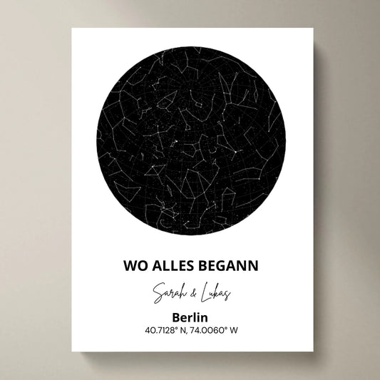 Unser Sternenhimmel, wo alles begann - Personalisiertes Sternenkarte-Poster
