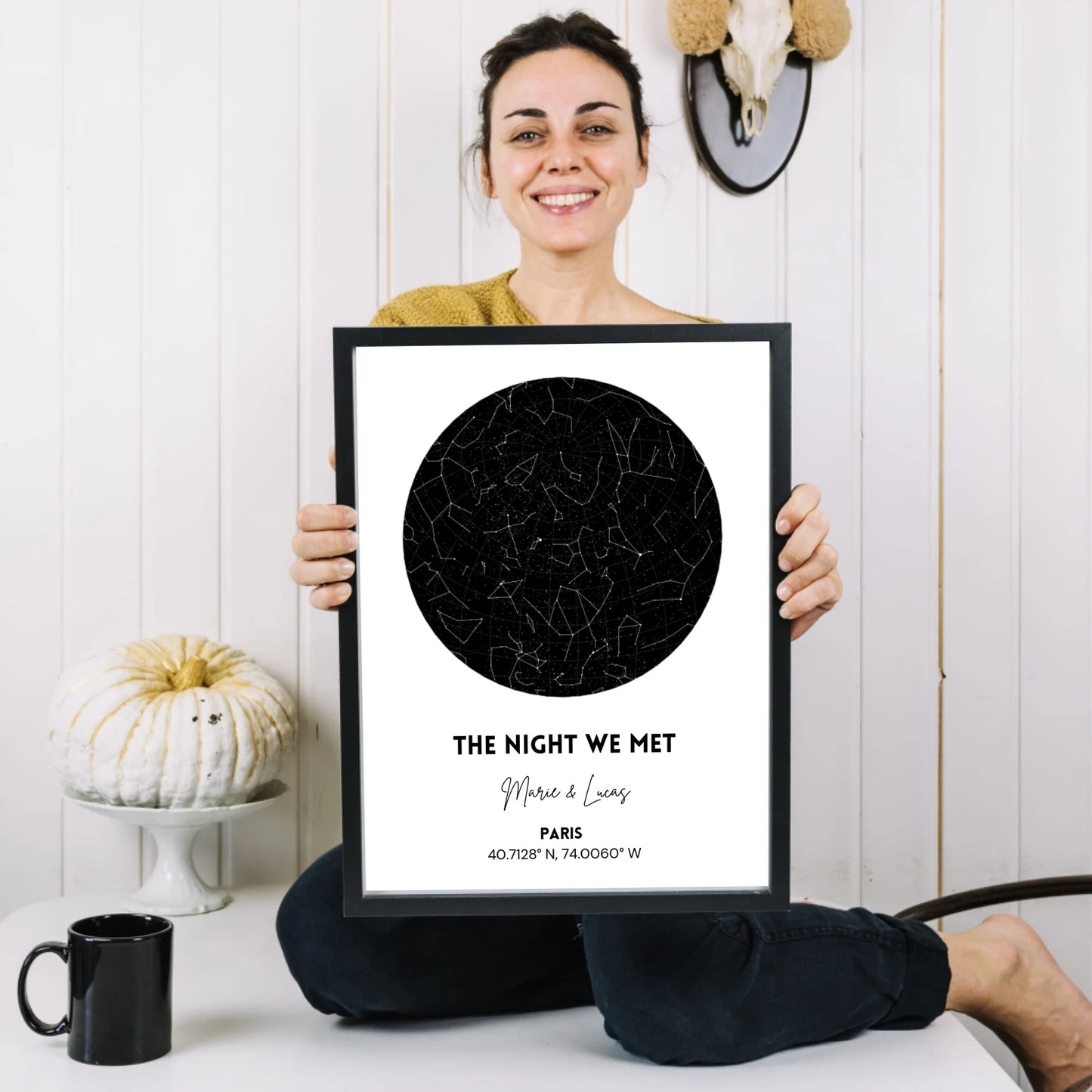 Notre ciel étoilé, The night we met - Poster personnalisé avec carte du ciel, signe astrologique