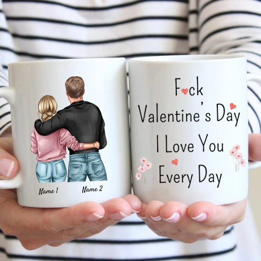 F Valentine's Day - Personalisierte Valentinstags-Tasse für deinen Partner, Partnerin, Pärchen-Tasse