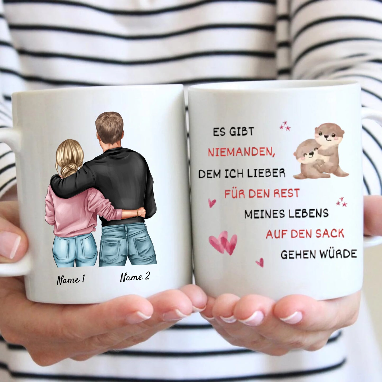 Ein Leben lang auf den Sack gehen - Personalisierte Valentinstags-Tasse für deinen Partner, Partnerin, Pärchen-Tasse