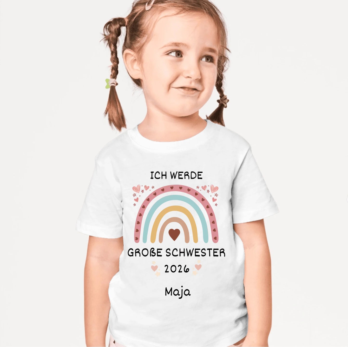Ich werde große Schwester/ großer Bruder - Personalisiertes T-Shirt Kinder, Geschwister, Baby, zur Geburt (100% Baumwolle, unisex)