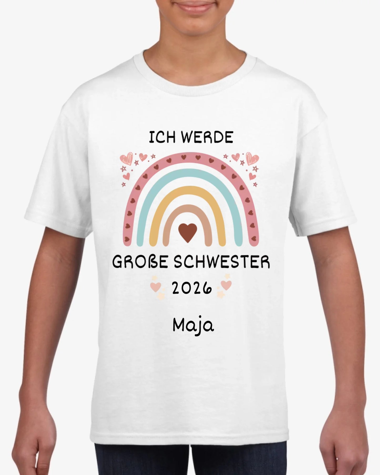 Ich werde große Schwester/ großer Bruder - Personalisiertes T-Shirt Kinder, Geschwister, Baby, zur Geburt (100% Baumwolle, unisex)