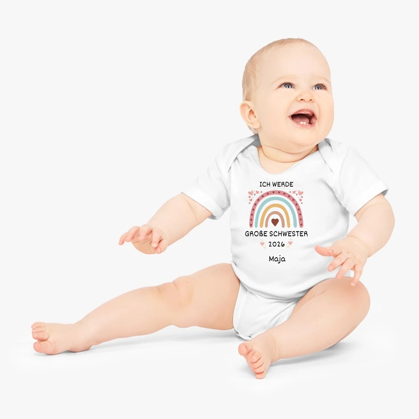 Ich werde große Schwester/ großer Bruder - Personalisiertes T-Shirt Kinder, Geschwister, Baby, zur Geburt (100% Baumwolle, unisex)