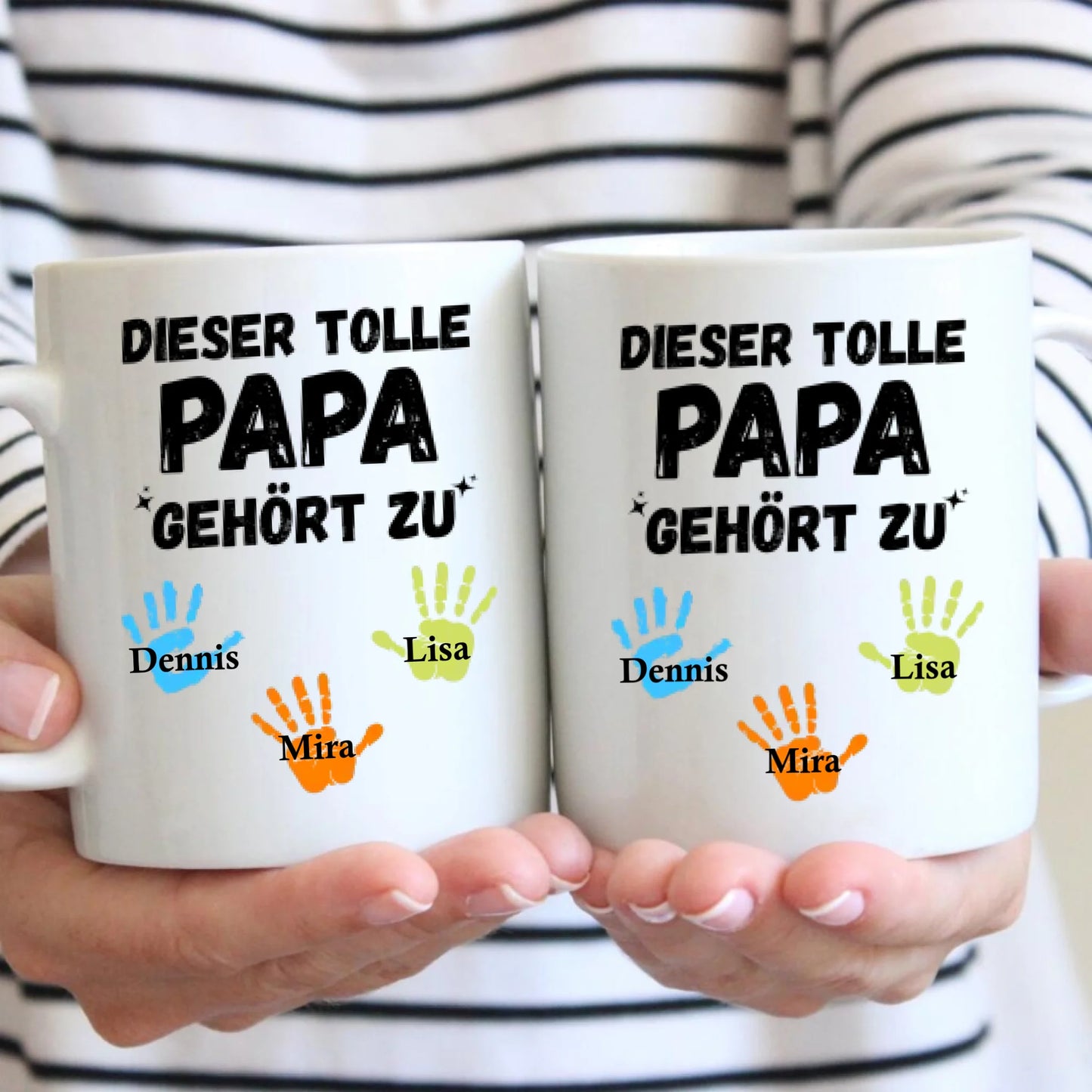 Dieser tolle Papa gehört zu uns - Personalisierte Tasse für Väter mit Namen der Kinder/ Familie (Papa, Mama, Opa, Oma)