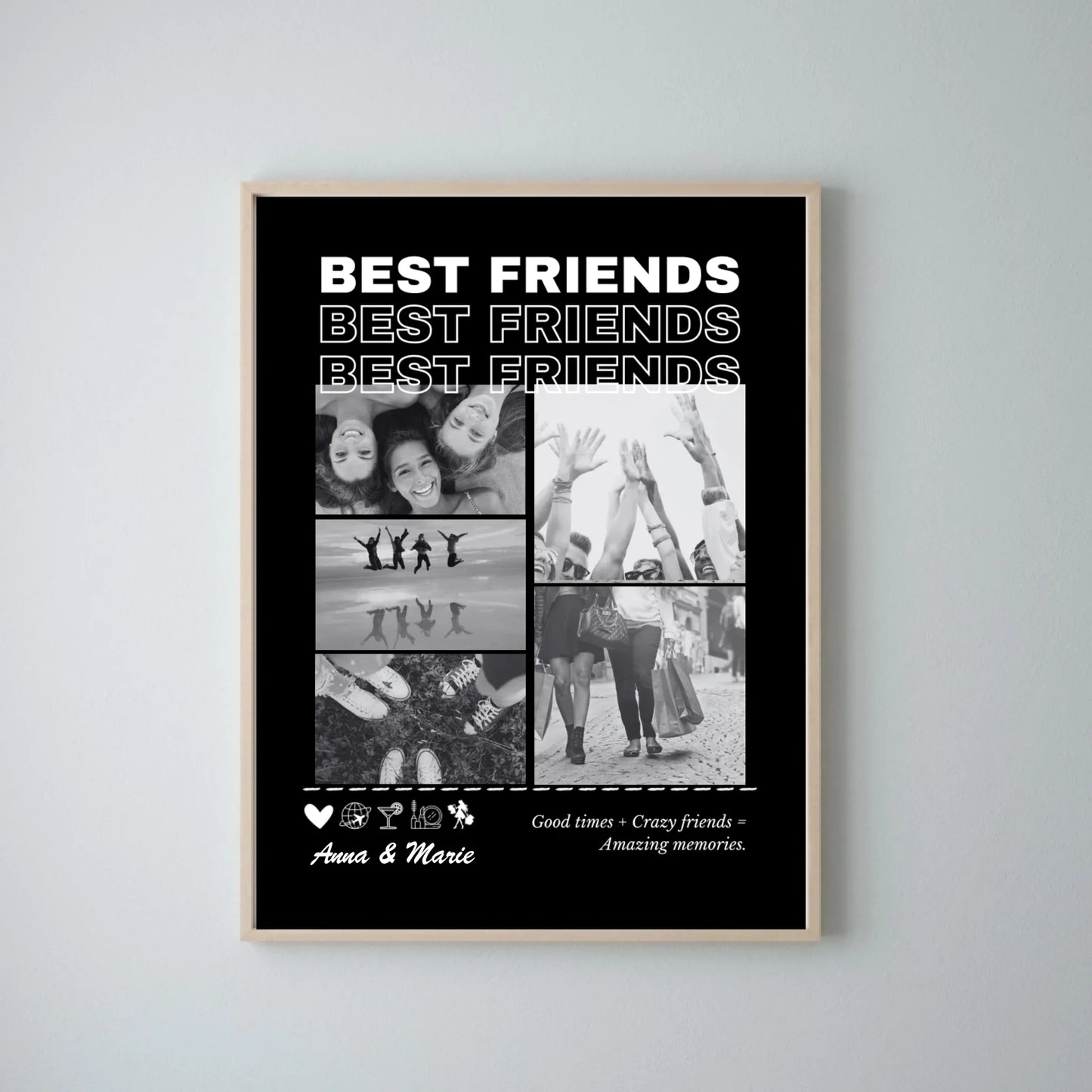 Freundinnen Forever - Personalisiertes Foto Poster (3-5 Bilder hochladen)
